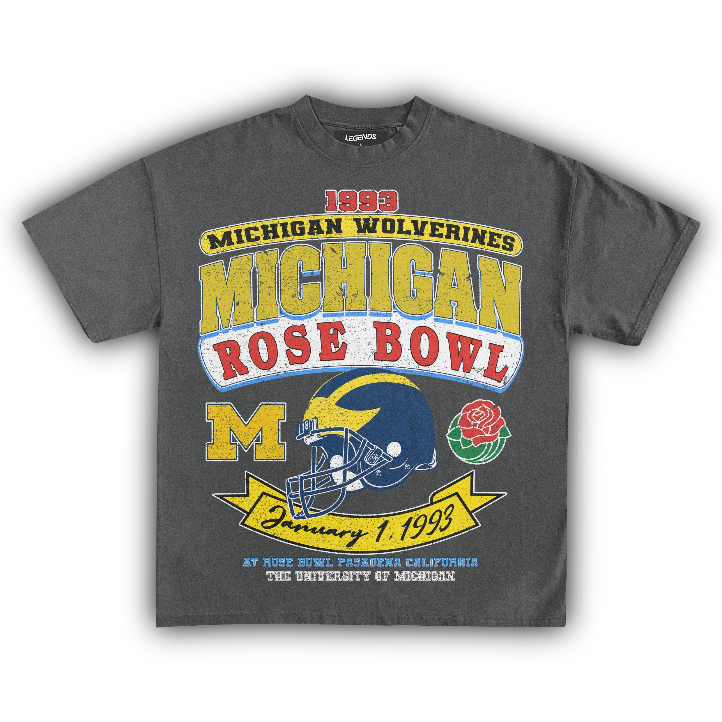 1993 MICHIGAN WOLVERINES ROSE BOWL VINTAGE TEE - Image 3