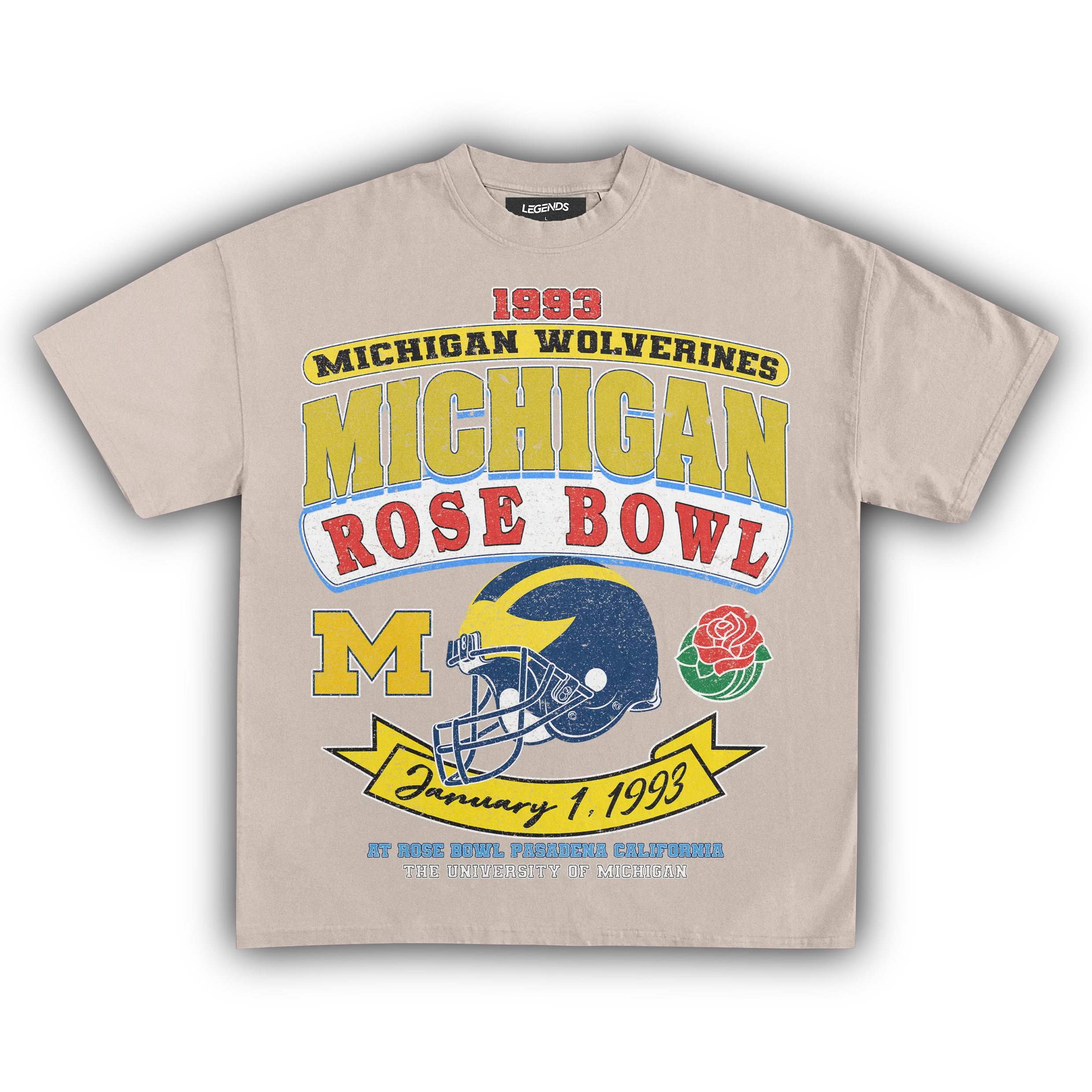 1993 MICHIGAN WOLVERINES ROSE BOWL VINTAGE TEE - Image 6