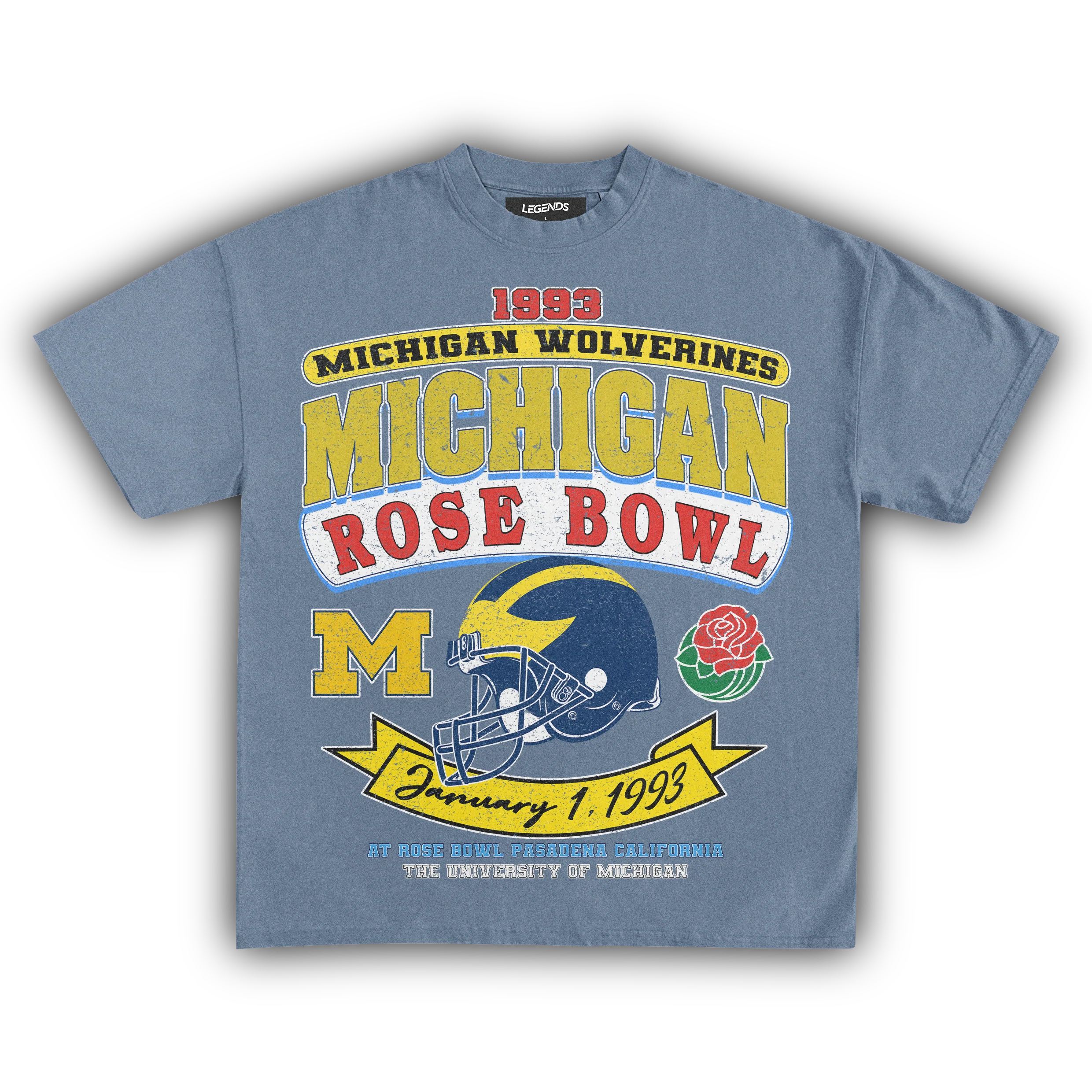 1993 MICHIGAN WOLVERINES ROSE BOWL VINTAGE TEE - Image 8