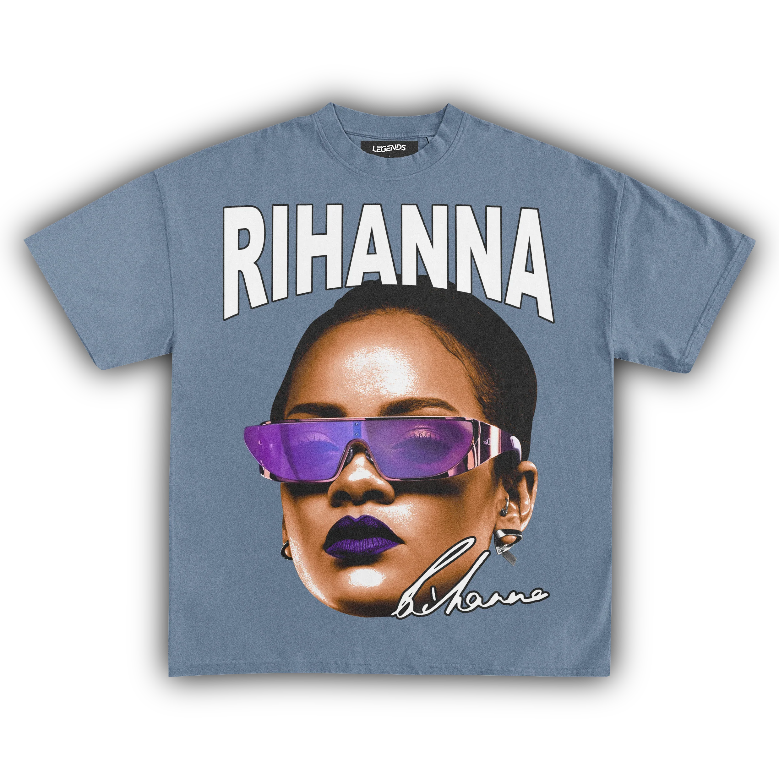 RIHANNA BIG FACE TEE (White Text) - Image 3