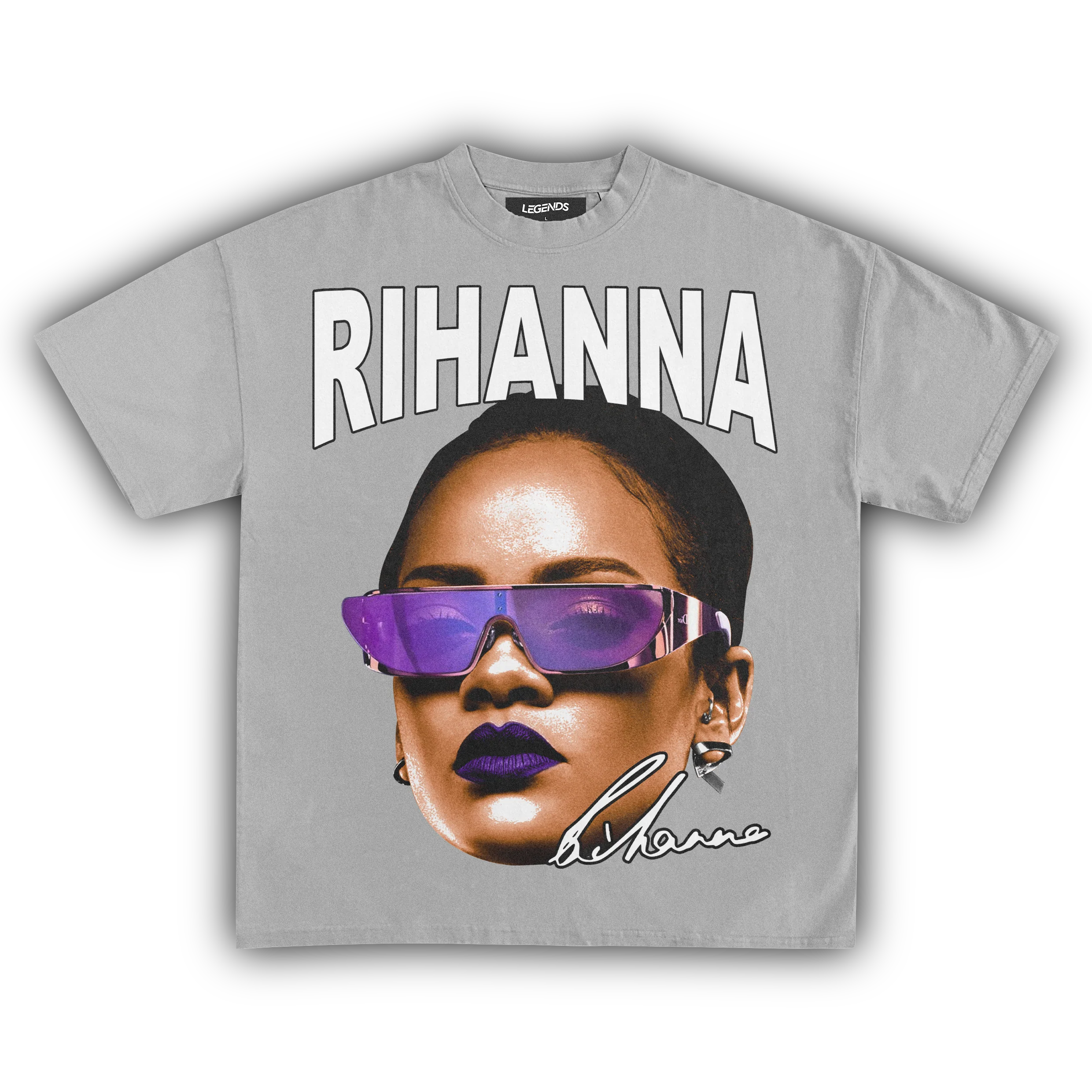 RIHANNA BIG FACE TEE (White Text) - Image 4