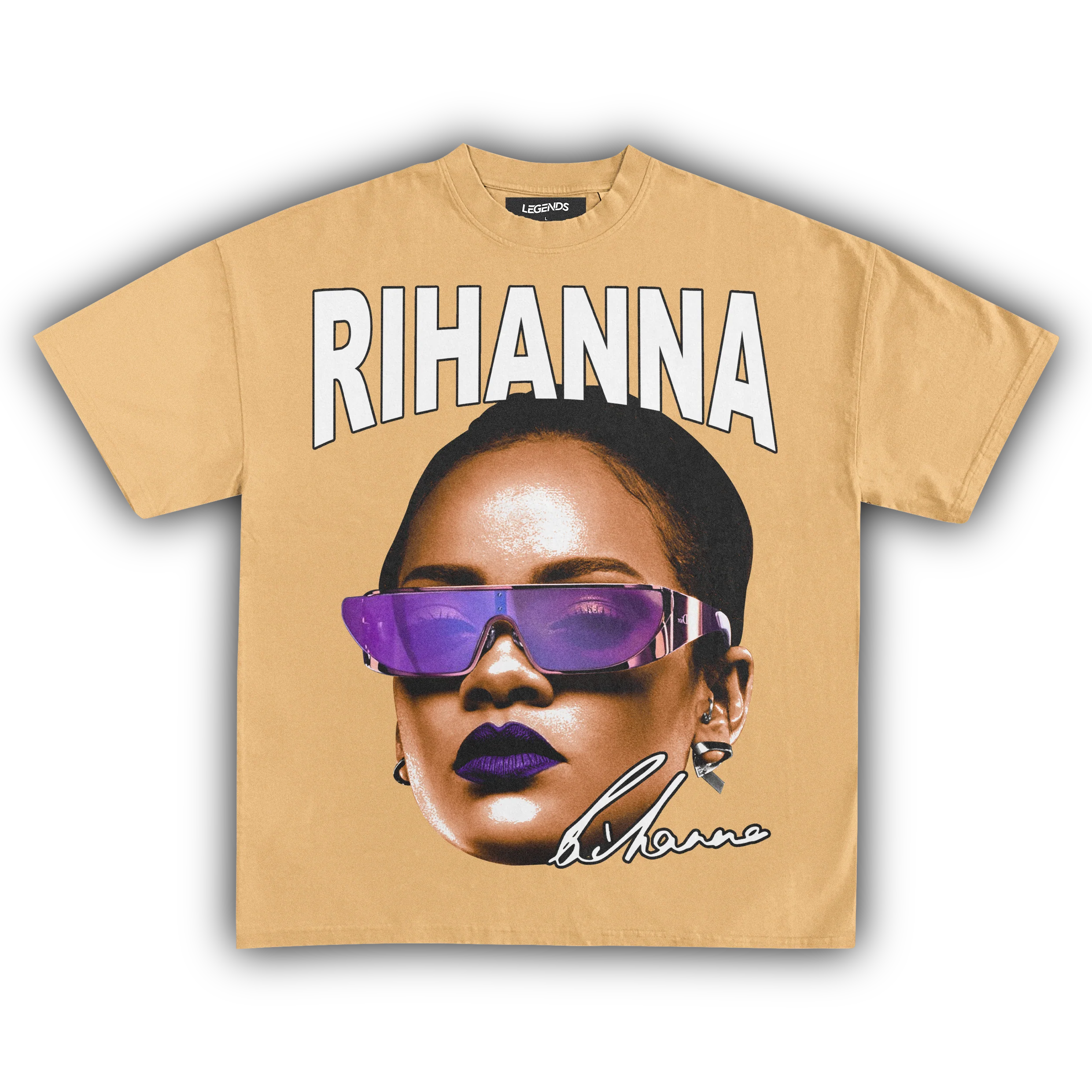 RIHANNA BIG FACE TEE (White Text) - Image 5