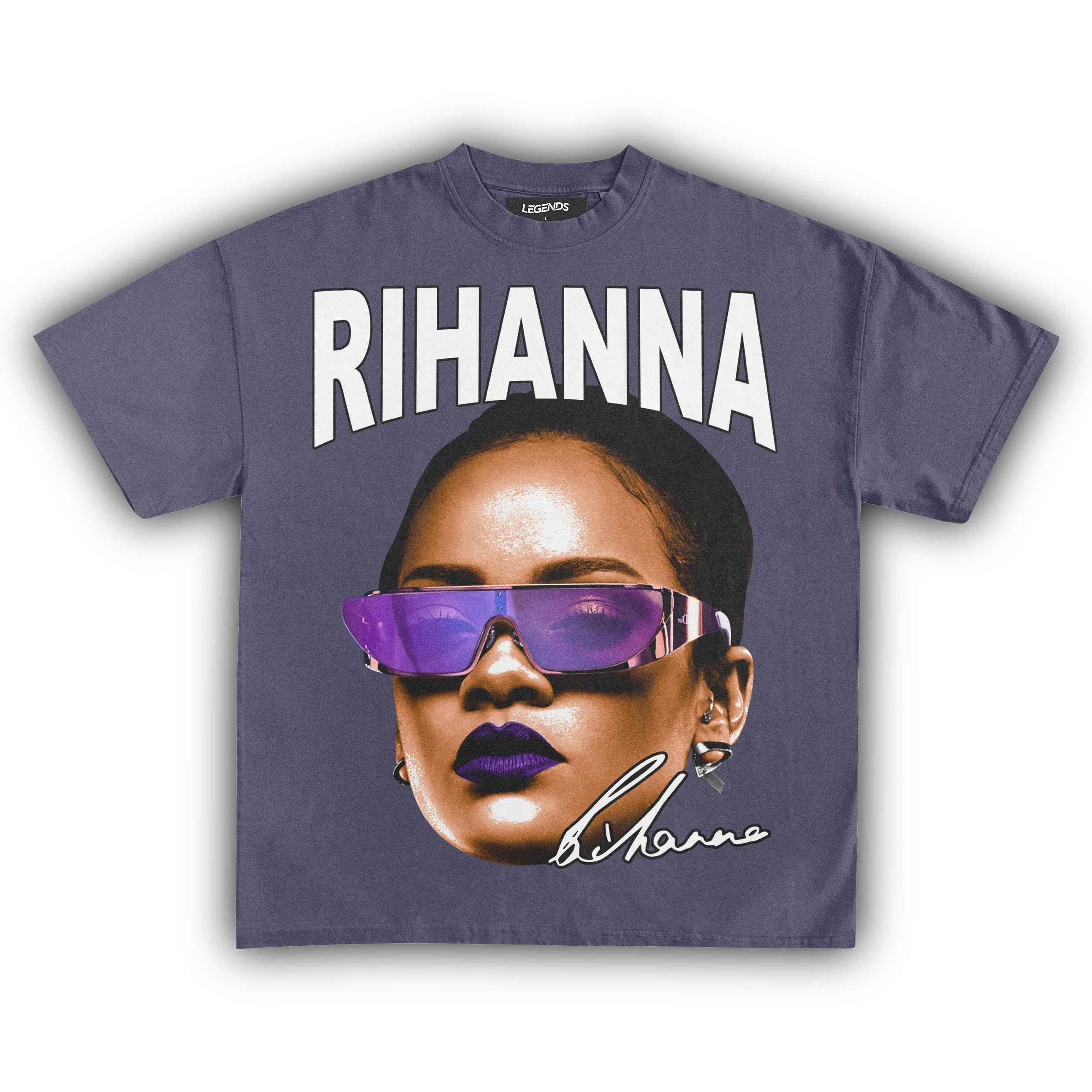 RIHANNA BIG FACE TEE (White Text) - Image 6