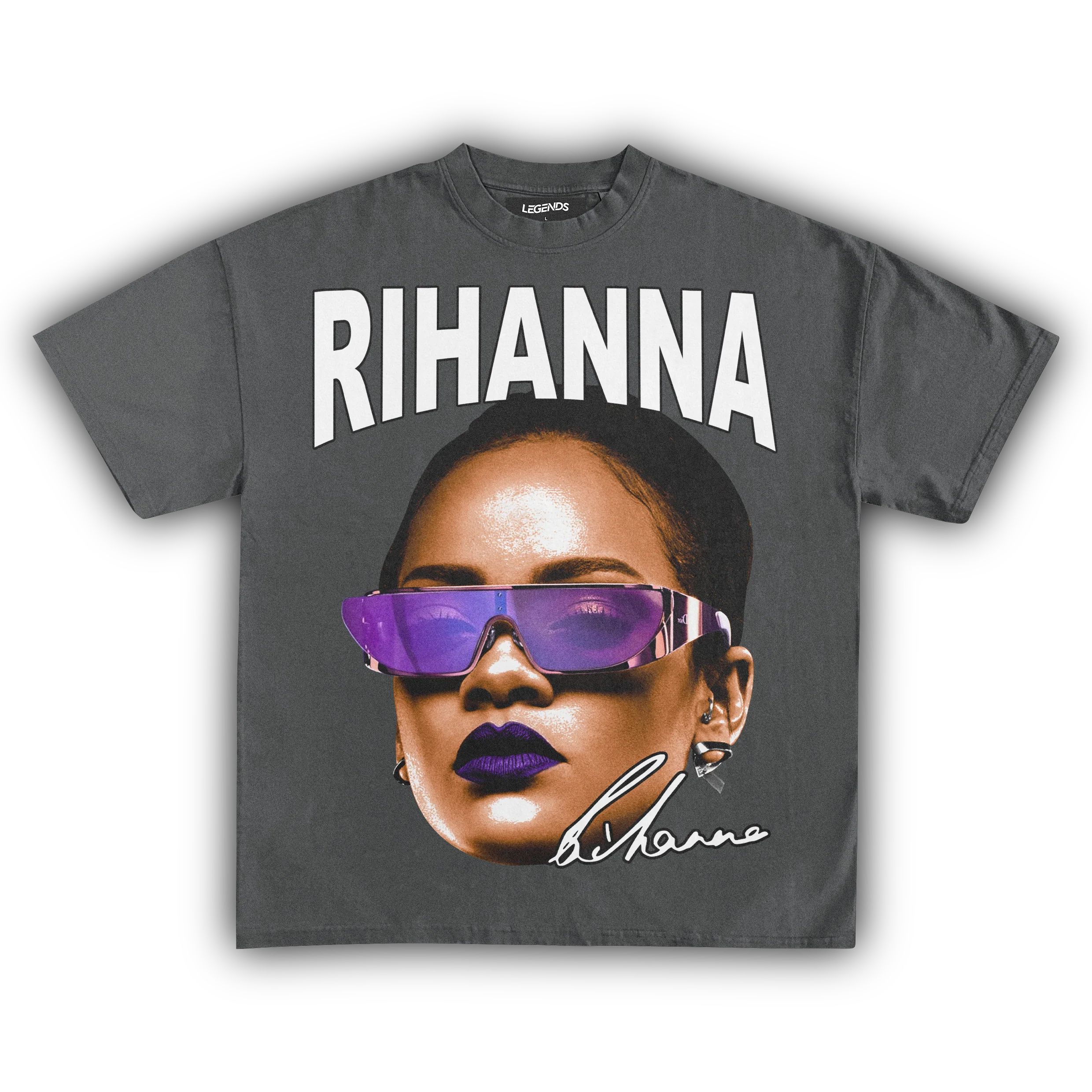 RIHANNA BIG FACE TEE (White Text) - Image 8