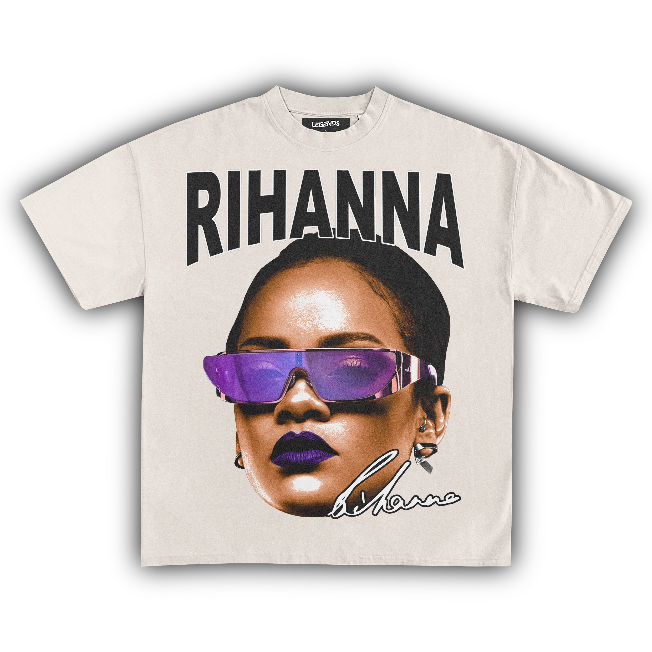 RIHANNA BIG FACE TEE (Black Text) - Image 3