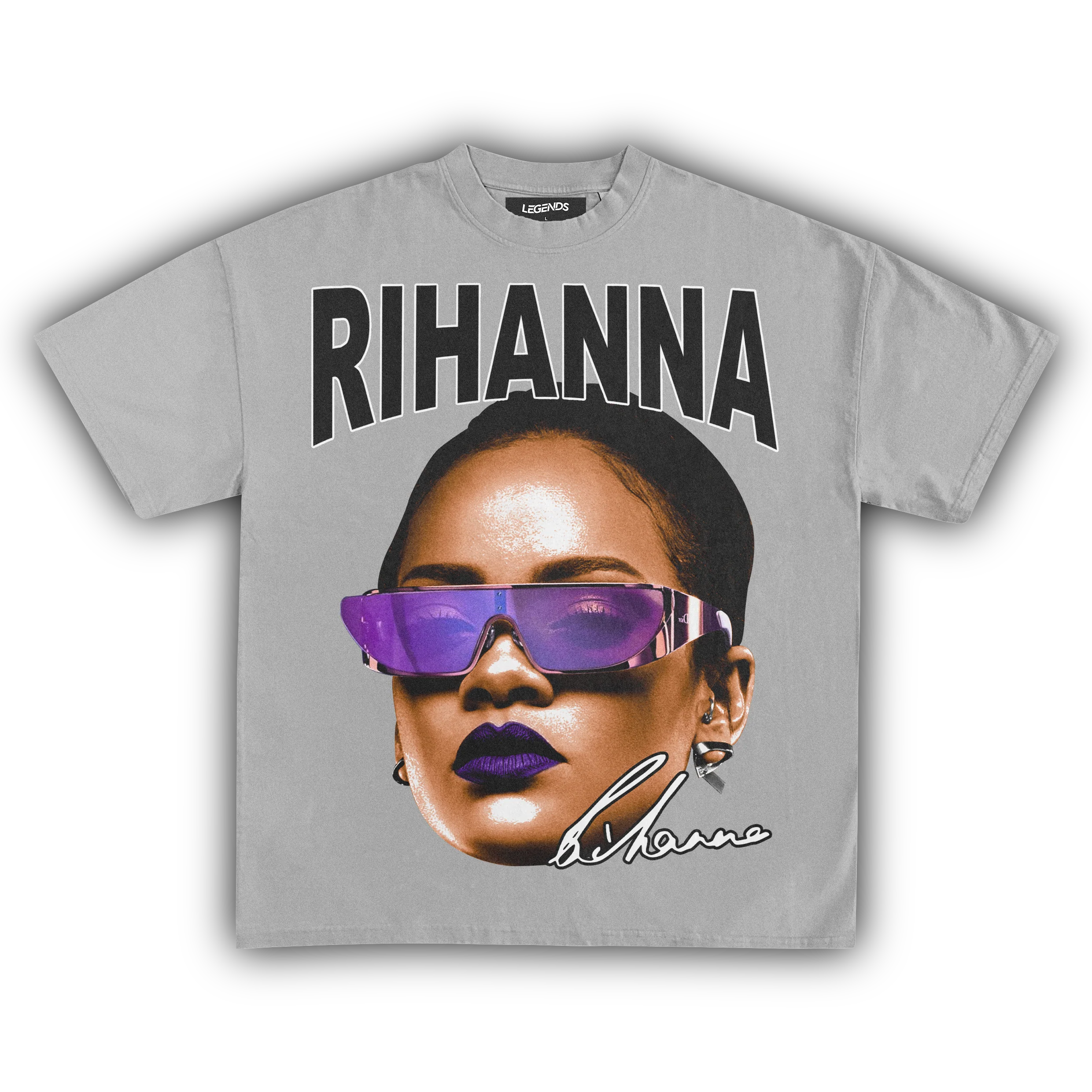 RIHANNA BIG FACE TEE (Black Text) - Image 5