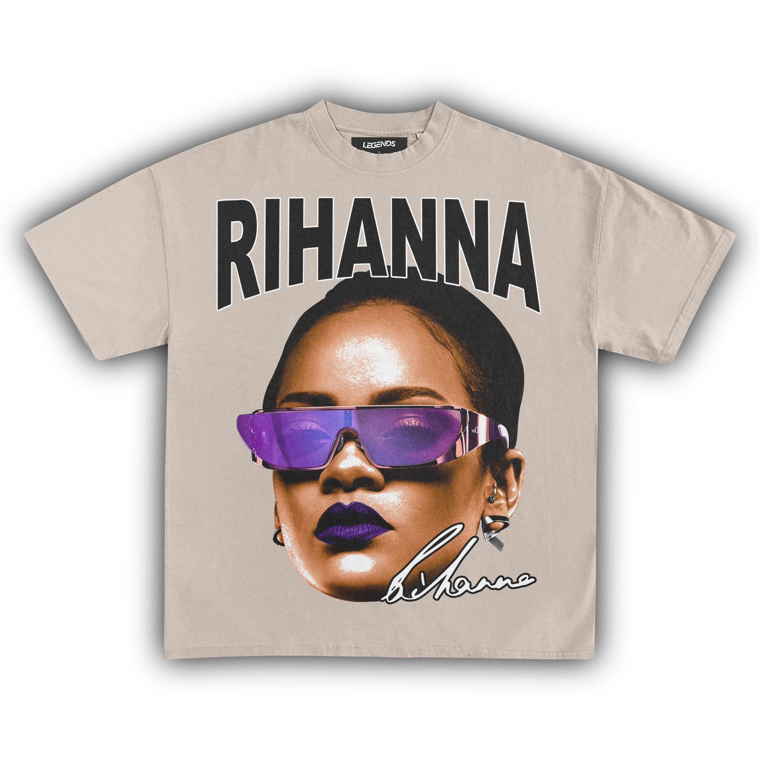 RIHANNA BIG FACE TEE (Black Text) - Image 8