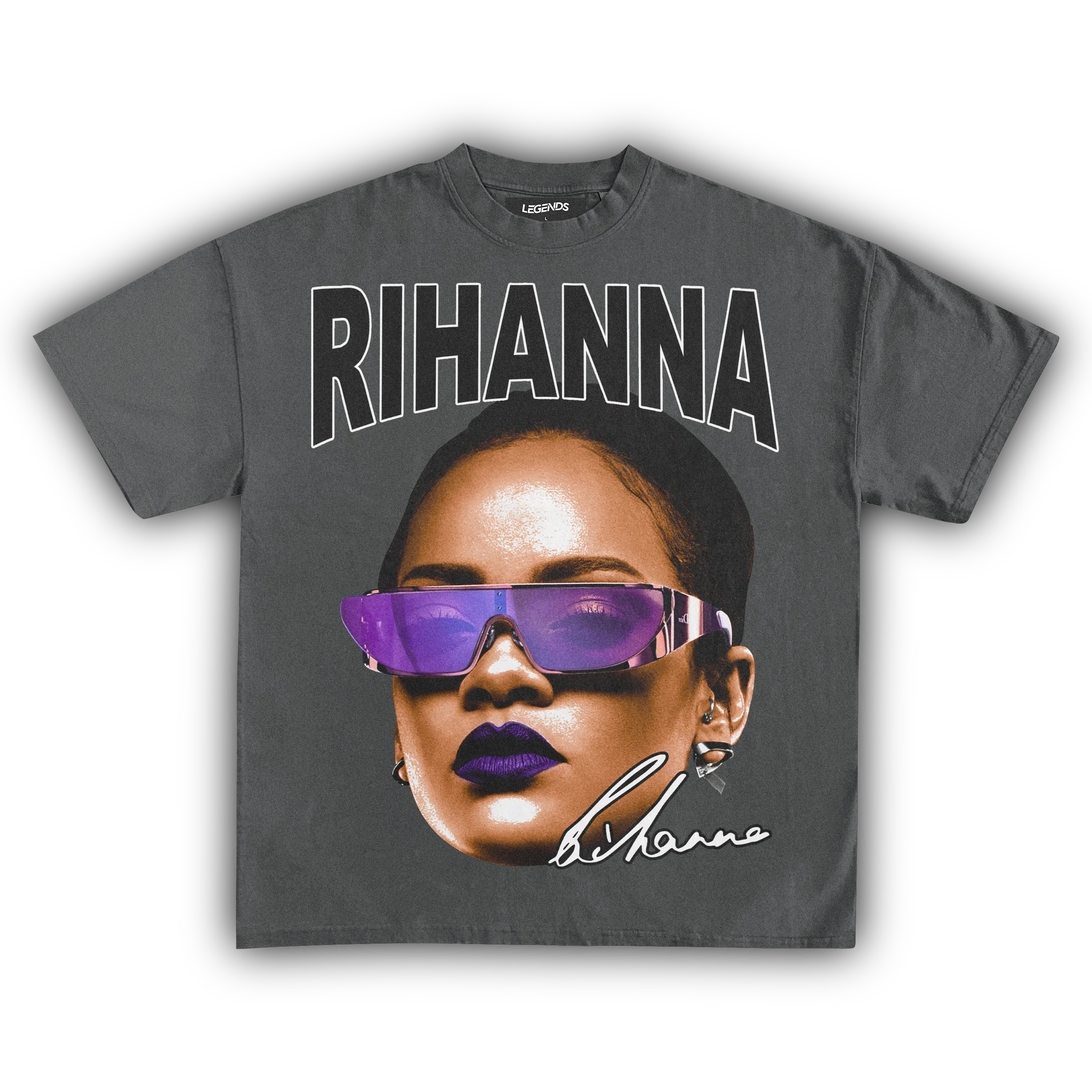 RIHANNA BIG FACE TEE (Black Text) - Image 9