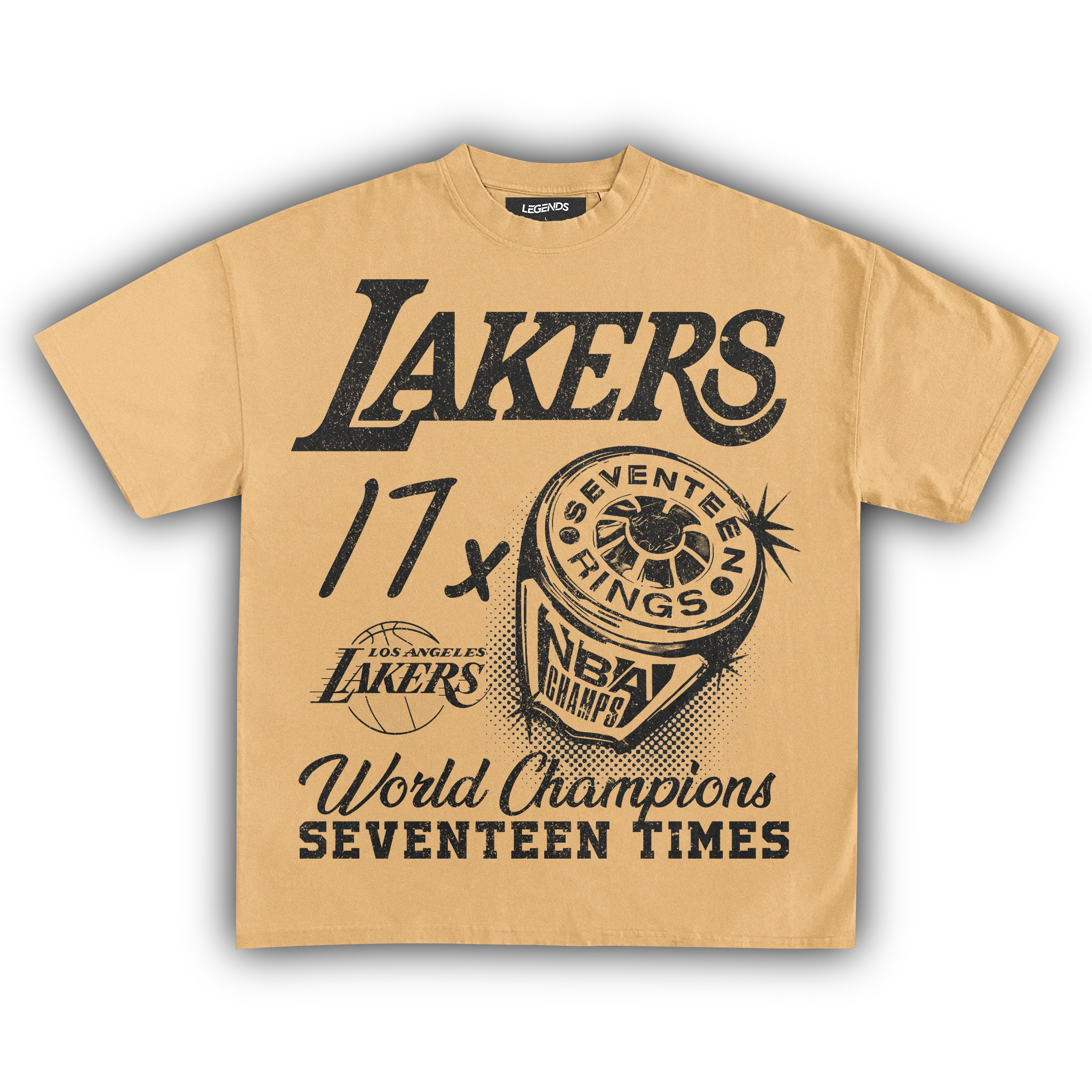 VINTAGE LAKERS 17X CHAMPIONS TEE (Black Text) - Image 5