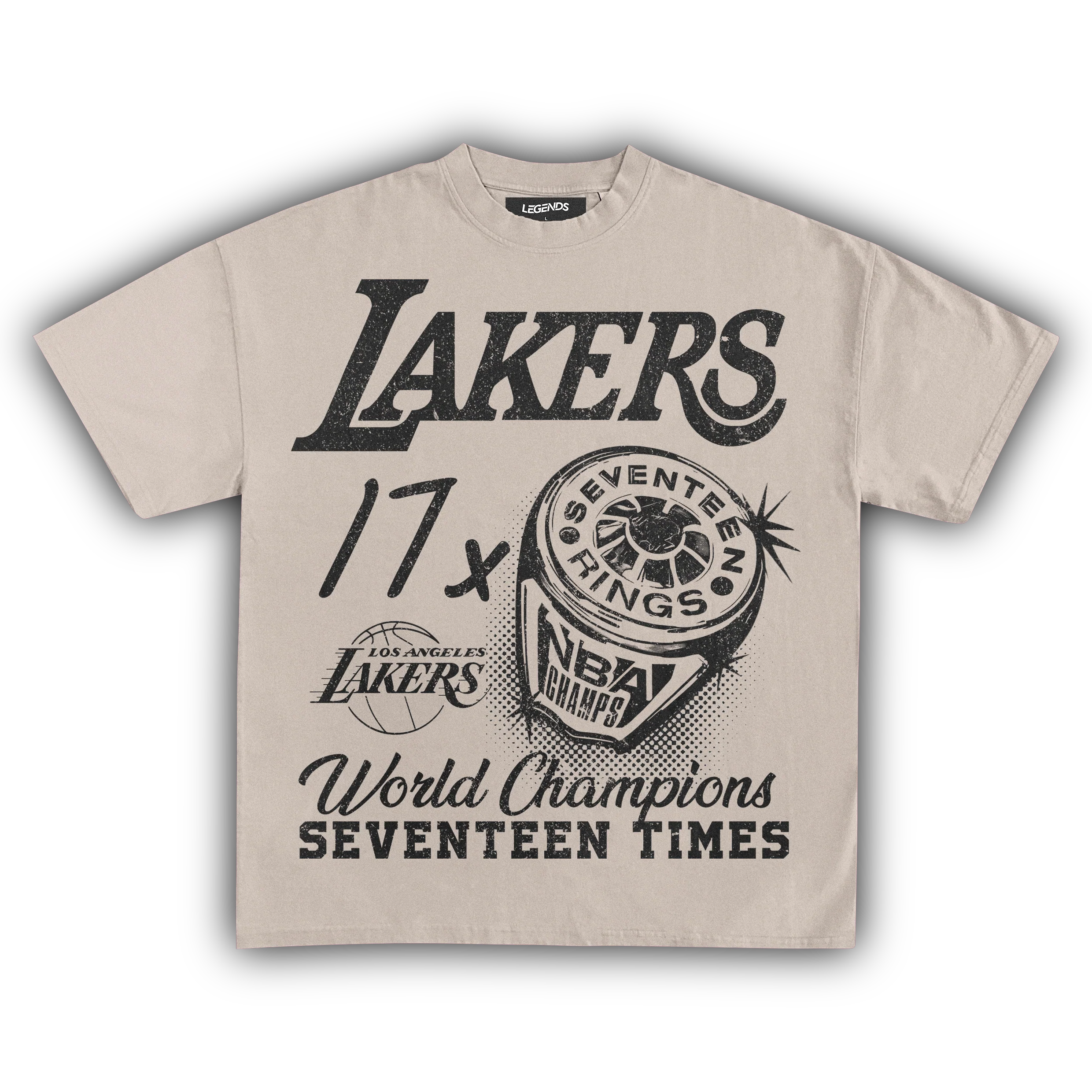 VINTAGE LAKERS 17X CHAMPIONS TEE (Black Text) - Image 6