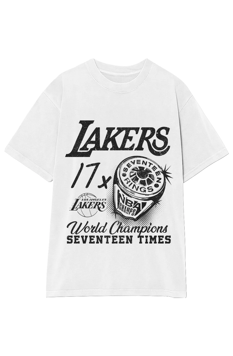 VINTAGE LAKERS 17X CHAMPIONS TEE (Black Text) - Image 8